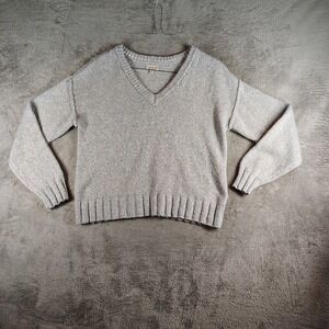 Lucky Brand Oversized Sweater Women's Pullover V neck sz Small Baby Blue Capsule